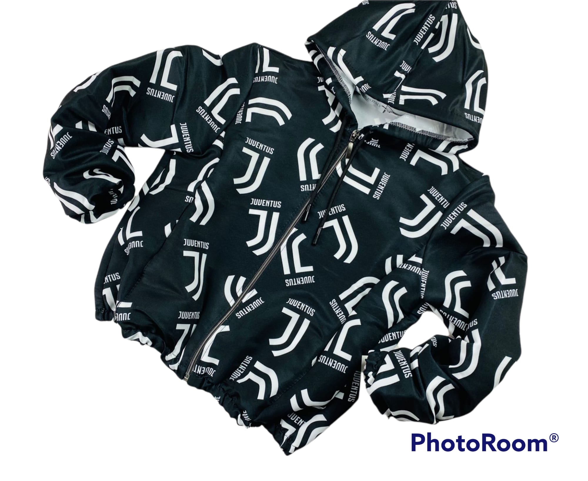 Giacca Giubbotto Kwei Bambino Juve Bianco Nero Primaverile Con Cappuccio -  CriVanni